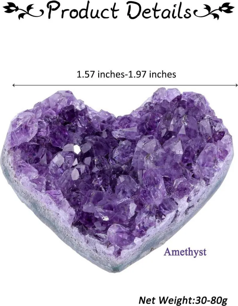 Cœur Améthyste pour Méditation et Déco Zen - Cristal de Roche 5cm