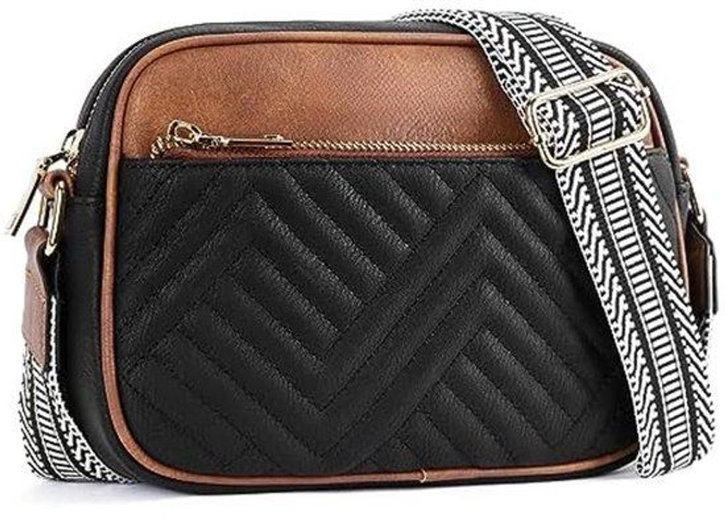 Veganleder Crossbody-Tas für Damen, kleine Schultasche mit breitem Schultergurt.