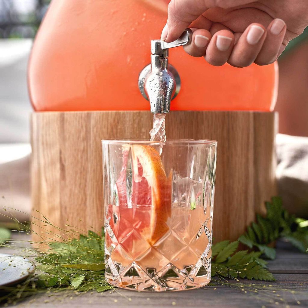 Springlane Glazen drankdispenser 5 l Greta met roestvrijstalen tapkraan en standaard van rubberhout, limonadedispenser, vintage design Mason Jar Springlane Glazen drankdispenser 5 l Greta met roestvrijstalen tapkraan en standaard van rubberhout, limonadedispenser, vintage design Mason Jar