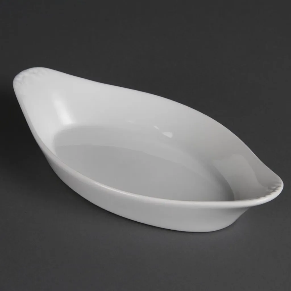 Piatti gratinati ovali Olympia Whiteware bianco 25,3 x 14 cm (6 pezzi)