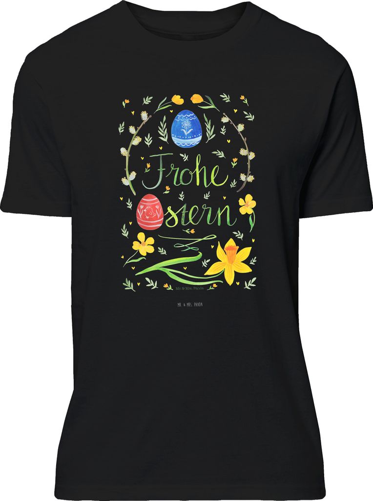 Mr. & Mrs. Panda T-Shirt Ostern Frohe Ostern - Schwarz - Geschenk, Bemalte Ostereier, oberteil, S, mit Spruch, Osterei, Tshirt, Ostergrüße, Oster...