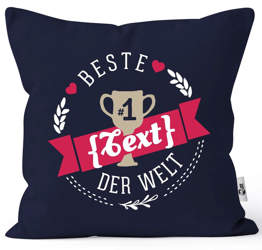 Kissen-Bezug Beste Mama Oma Personalisierbar mit Wunsch-Namen eigener Text Deko-Kissen MoonWorks Dein Text Magenta navy unisize