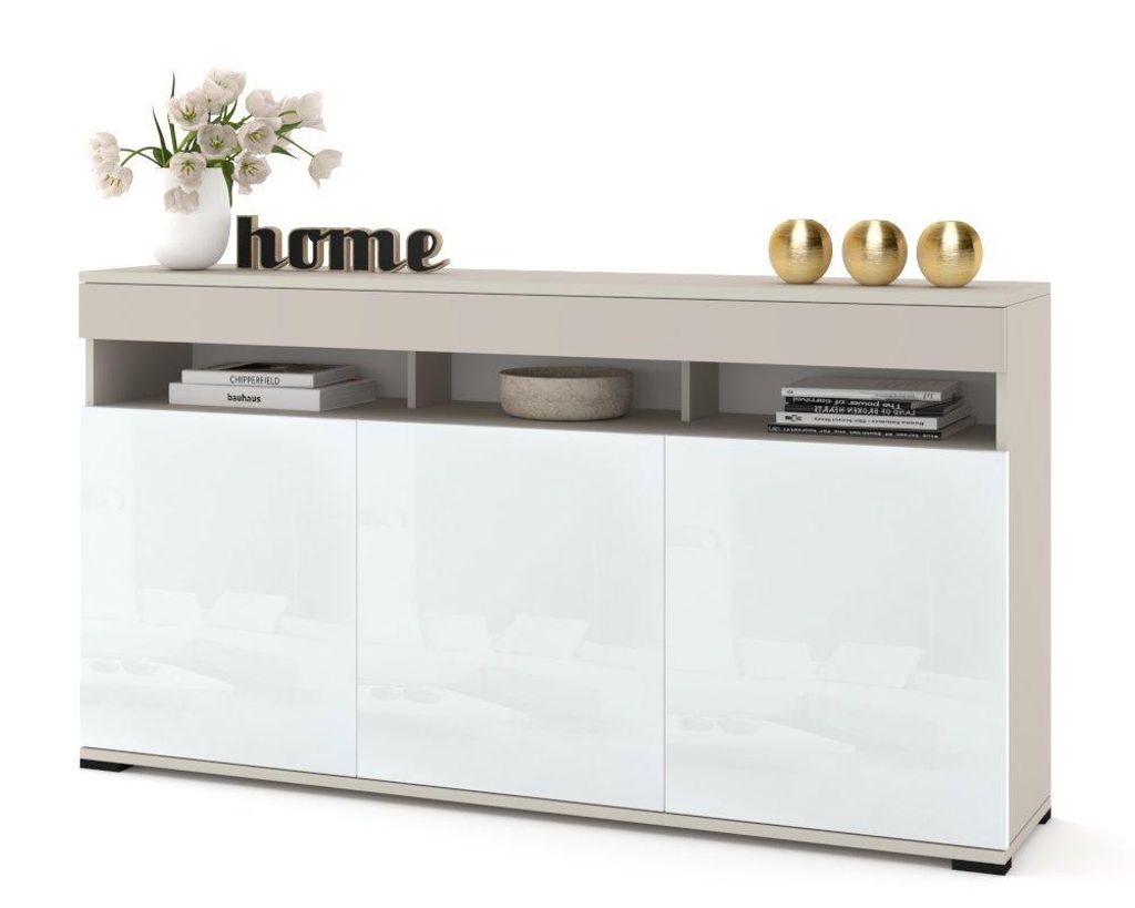 Große Kommode Fernsehschrank LUNA 3D Kaschmir/Weiß Produktbild 