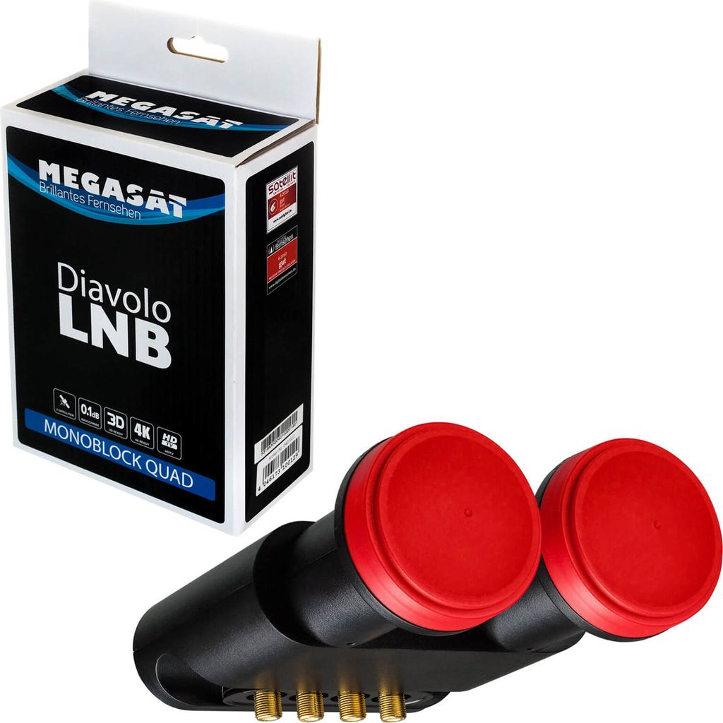 Megasat 0401022, Quad LNB, 10,7 - 12,75 GHz, 60 dB, 0,1 dB, Zdjęcie produktu 