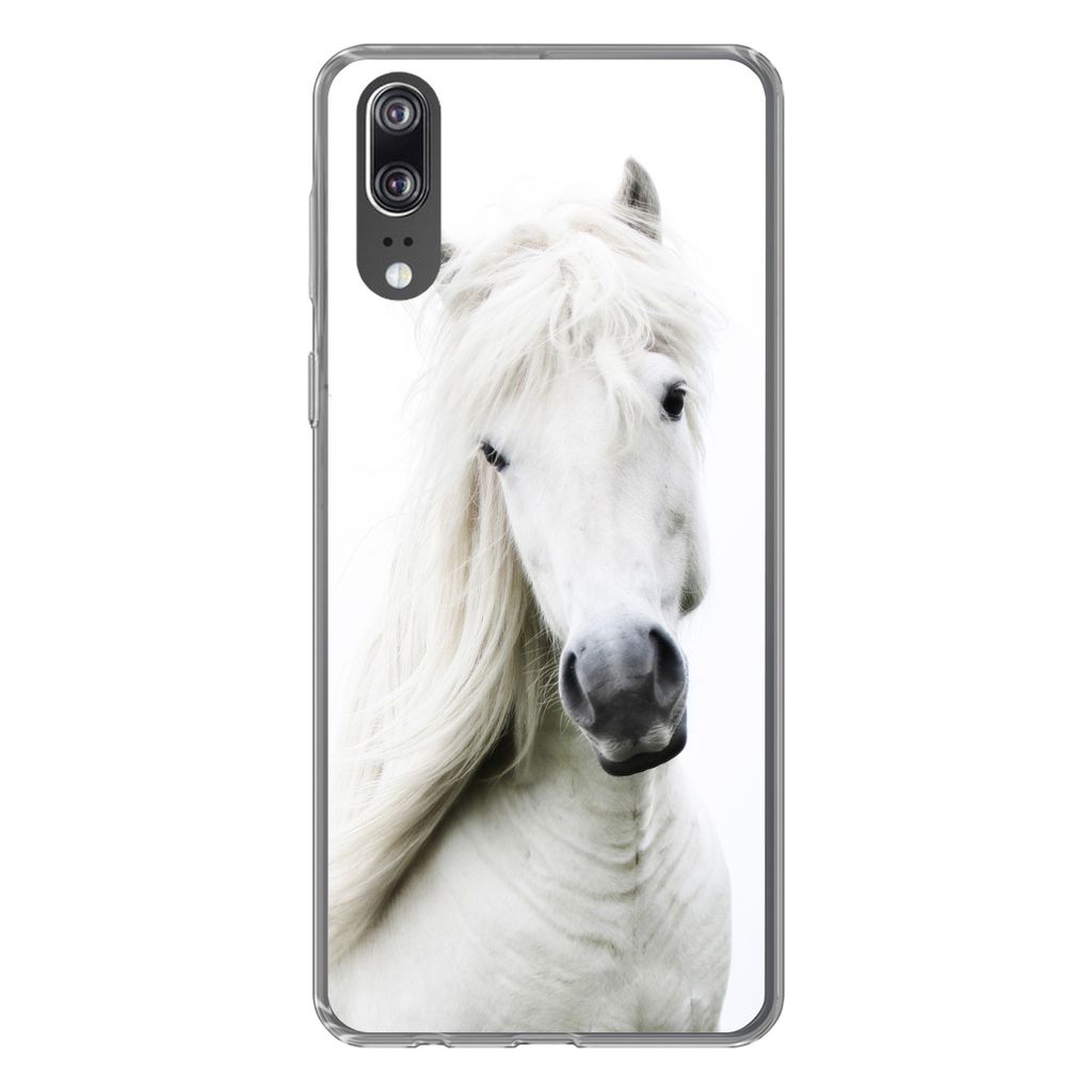 MuchoWow Handyhülle Schutzhülle Hülle für Huawei P20 Pferde - Nutztiere - Mähnen Silikon Softcase Handy Hülle - Hardcover