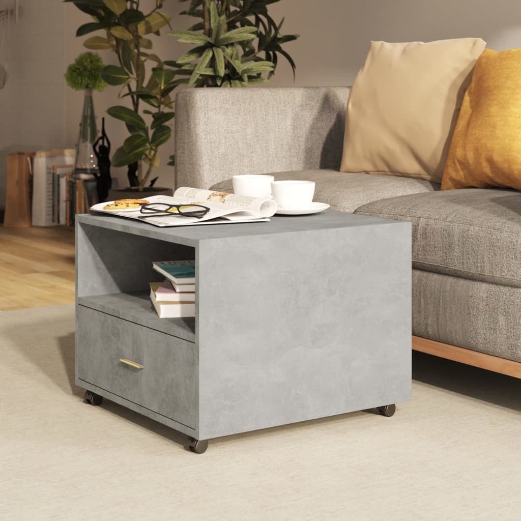 The Living Store Couchtisch Betongrau 55x55x40 cm Holzwerkstoff