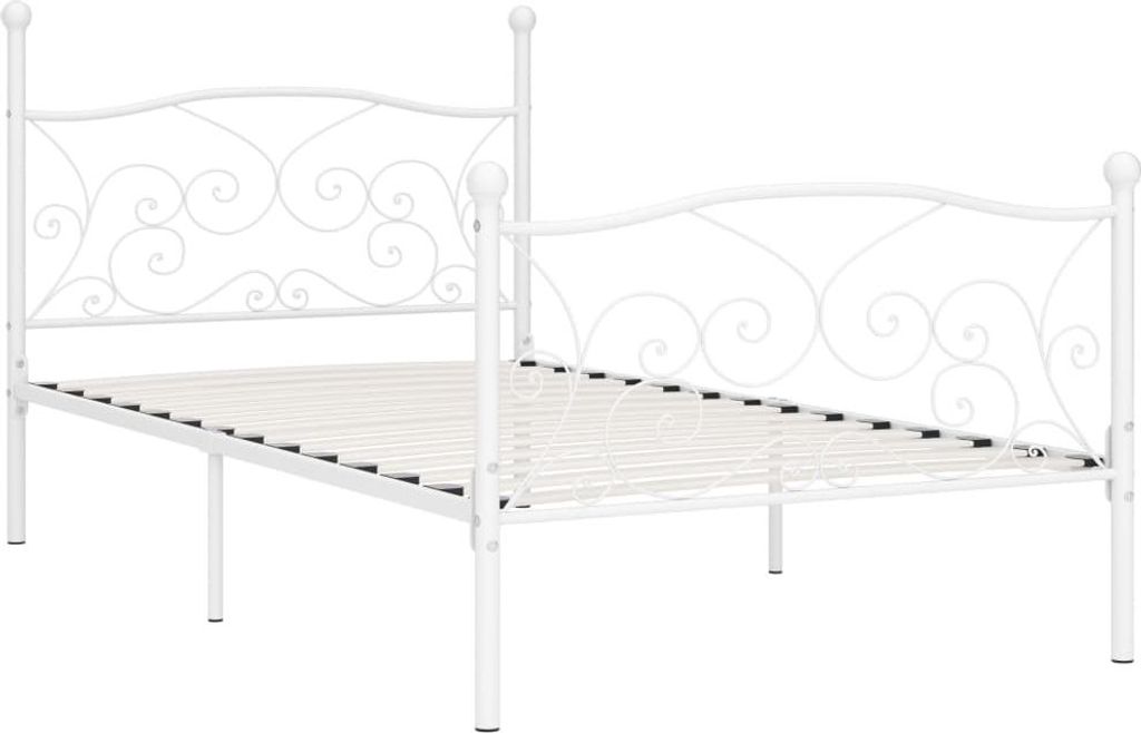 vidaXL Bettgestell mit Lattenrost Weiß Metall 100 × 200 cm Produktbild 