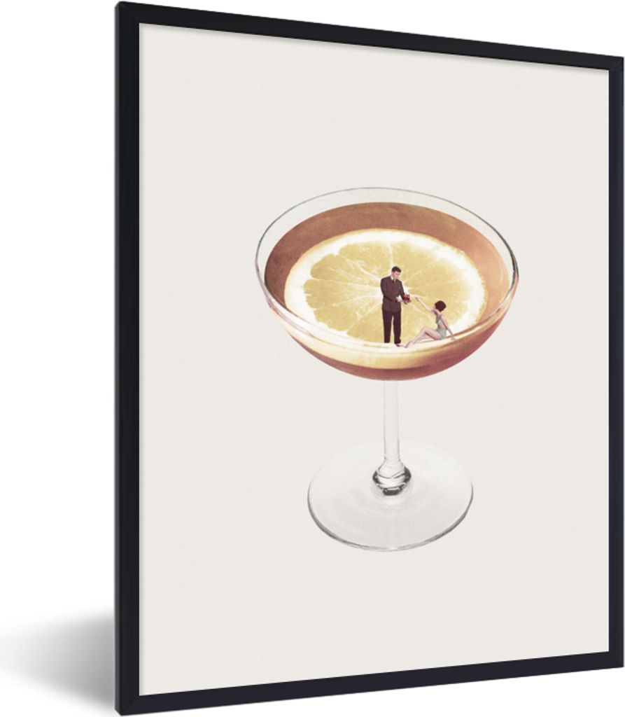 MuchoWow Gerahmtes Poster Alkohol - Jahrgang - Schnaps 30x40 cm - Poster mit Schwarzem Bilderrahmen Wandposter Rahmen Foto Bilder - Wanddeko - Ku...