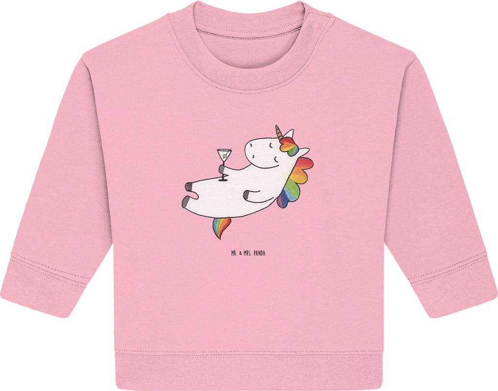 Mr. & Mrs. Panda Organic Baby Pullover Einhorn Cocktail 24. - 36. Monat - Baumwolle Pink - Geschenk, Caipirinha, Bullover, Unicorn, Geburtstag, Spr...