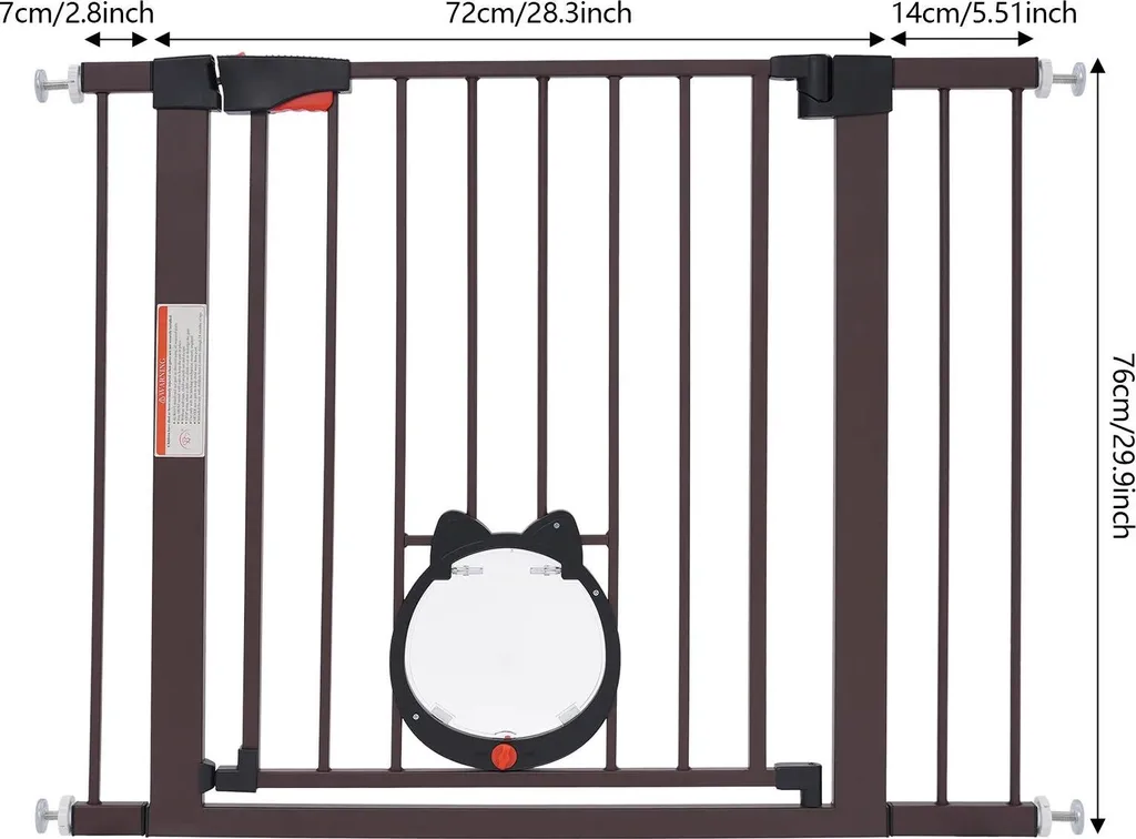Barrière de sécurité pour escalier et porte réglable 75-103 cm coloris café