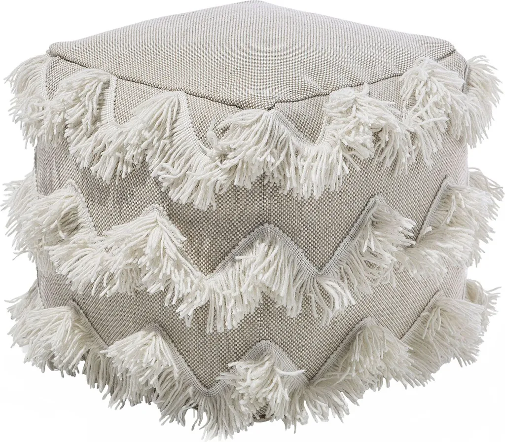 Pouf gain de place en coton beige pour optimiser les petits salons décos