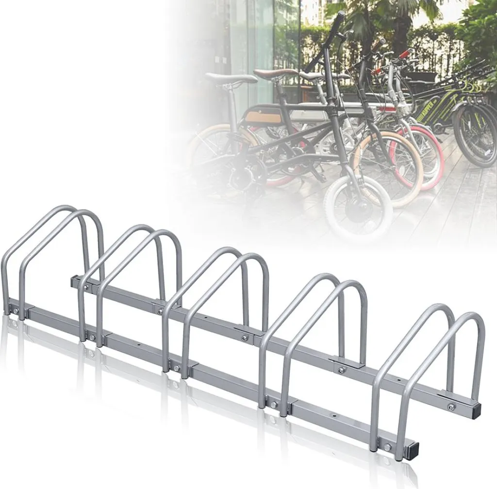 Izrielar Support à vélos multiple argenté pour 5 vélos - Rack robuste - 10