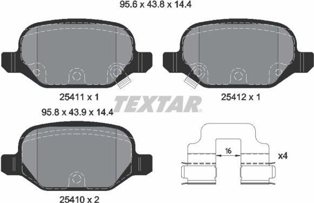 TEXTAR 2541101 Bremsbelagsatz, Scheibenbremse OE 68206120AA kompatibel mit 500X, 500