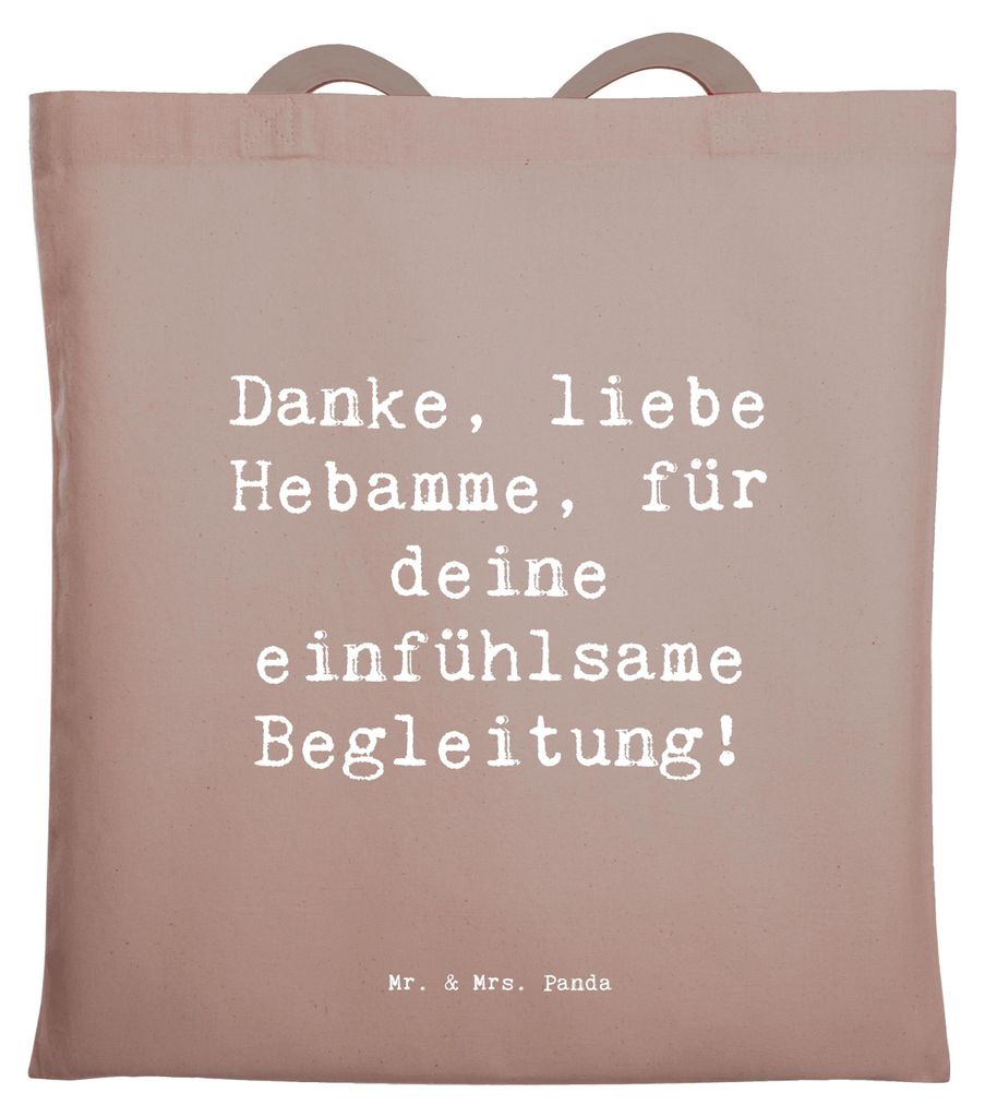 Mr. & Mrs. Panda Tote Bag Spruch Liebe Hebamme - Braun Pastell - Geschenk, Unitasche, Shopping Tasche, Danke, Aufmerksamkeit, Einkaufstüte, tiefes...