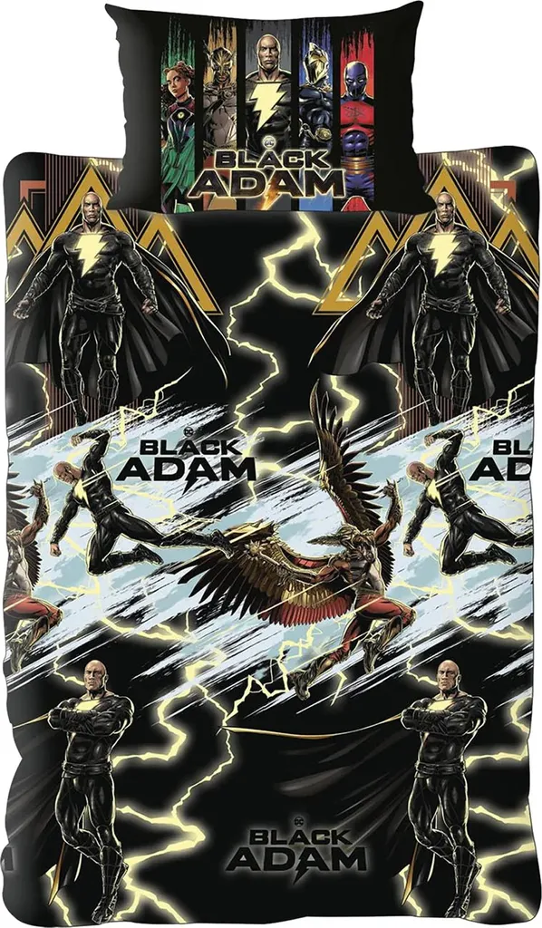 Literie Black Adam réversible TC137 en coton doux pour lit 1 personne