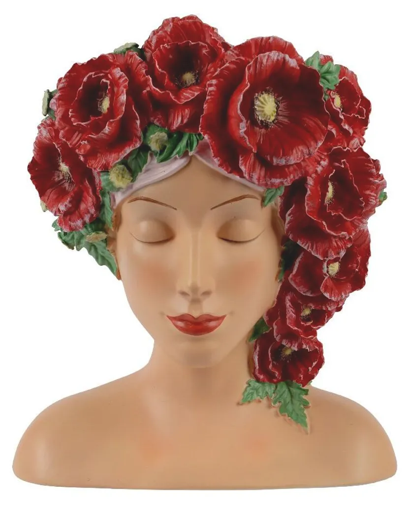 Pot de fleurs Buste Design POPPIES ON HEAD - Statue Déco 30 cm KSD