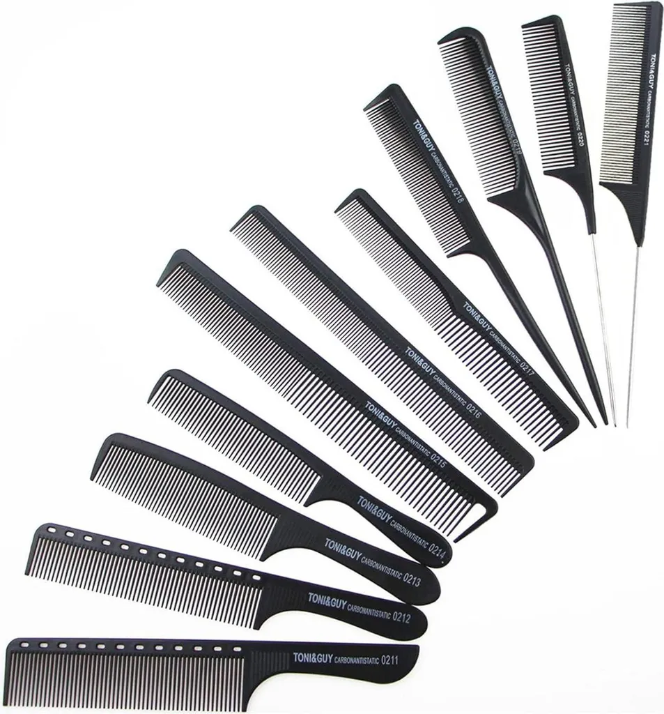 ZUZER Set Accessori Capelli 11 Pettini Neri Antistatici Professionali