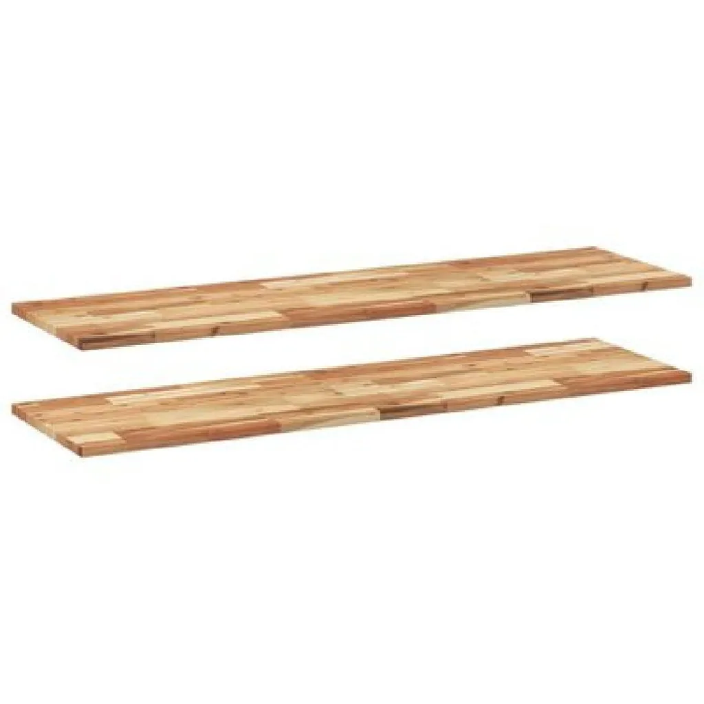 Étagères en acacia massif huilé 140x40 cm - Lot de 2 tablettes robustes