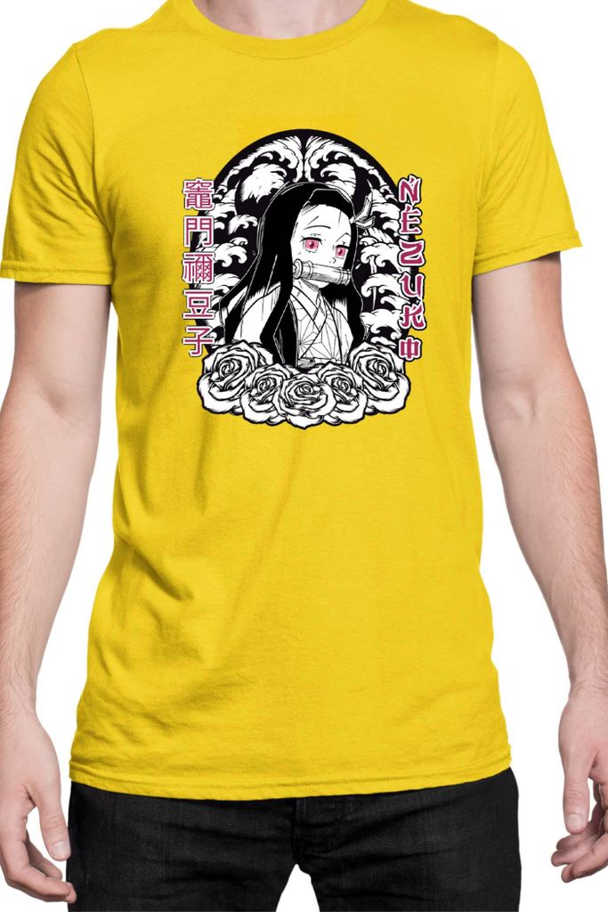 Herren T-Shirt Japan Manga Anime Comics Animation Demon Anime Slayer Nezuko 18, Man XL / Gelb