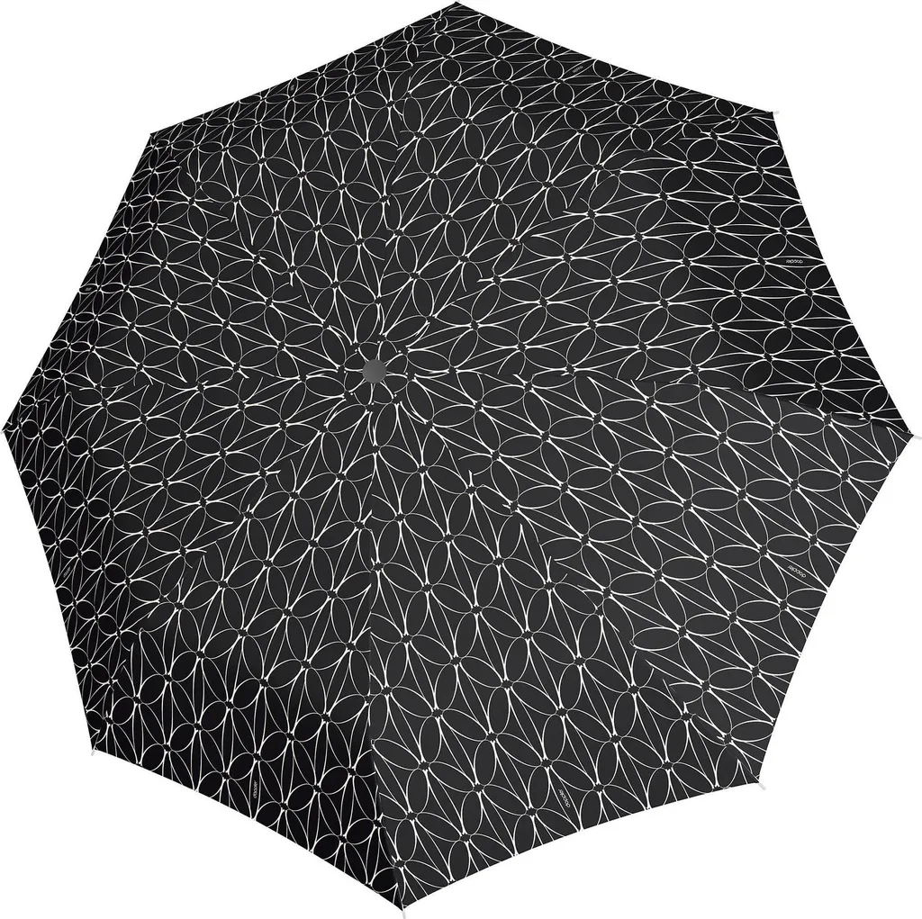 Doppler Ombrello Bastone Fiber Flex Long AC Rings Black and White Nero