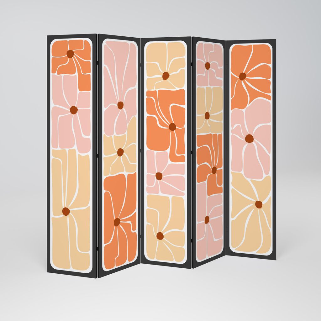SpaceRebels Paravent Raumteiler - 5-teilig Raumtrenner, Druck 2-Seite - Raumtrenner - Trennwand Wohnung - Room Divider - Spanische Wand Deko Modern...