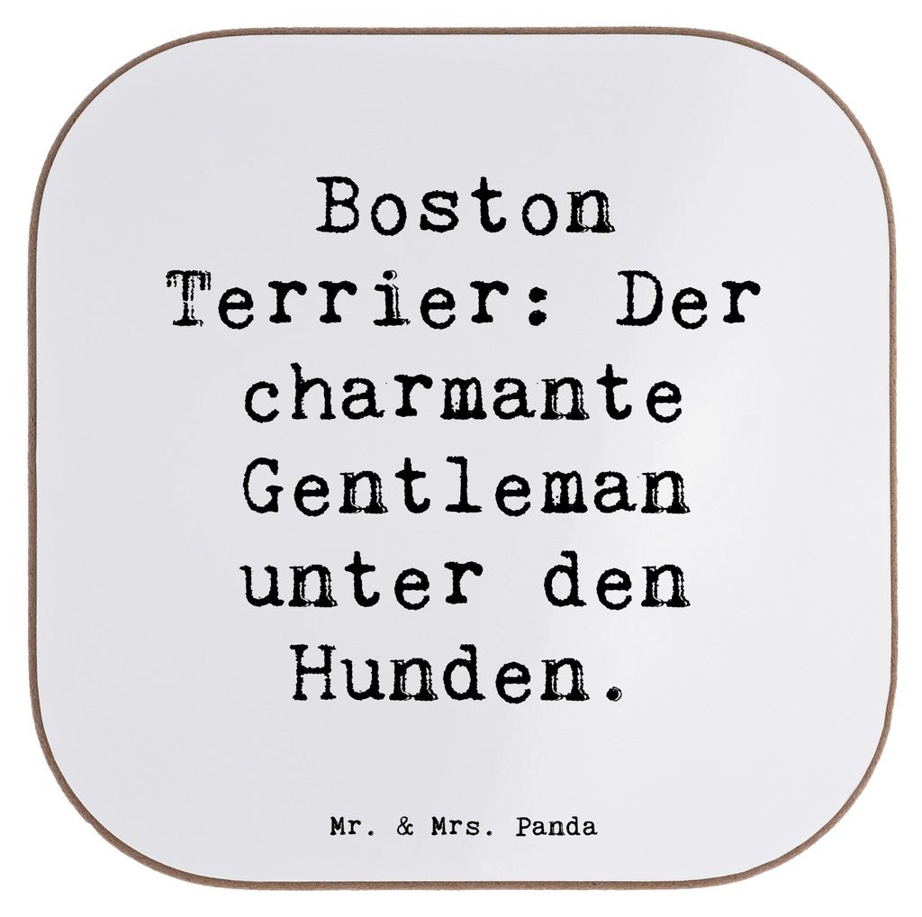 Mr. & Mrs. Panda Tassenuntersetzer Spruch Boston Terrier Gentleman - Weiß - Geschenk, Tischuntersetzer, Untersetzer für Gläser, Hunderassen Eige...