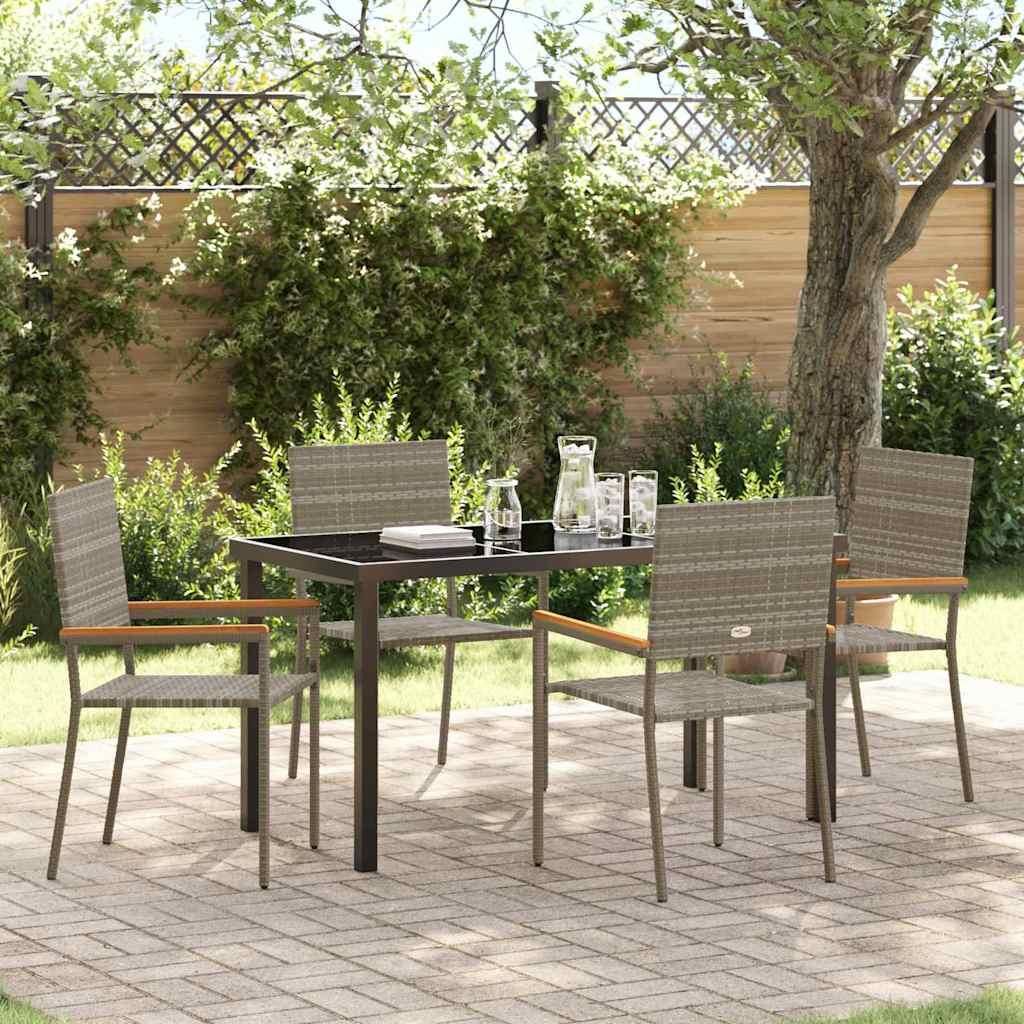 "2026 Promotion" Garten Essgruppe mit Kissen - 5 pcs - Grau Poly-Rattan - Gartenmöbelset CC20019