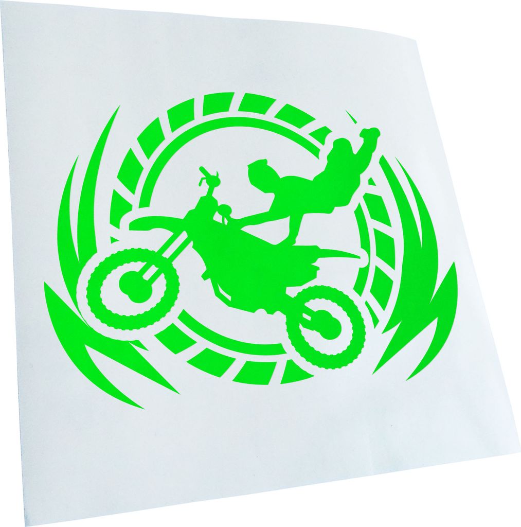 Kiwistar - Autoaufkleber - Motocross Stunt - Neongrün - 24x17cm - Aufkleber für Auto, Laptop, Fahrrad, LKW, Motorrad mehrfarbig JDM Decal Racing
