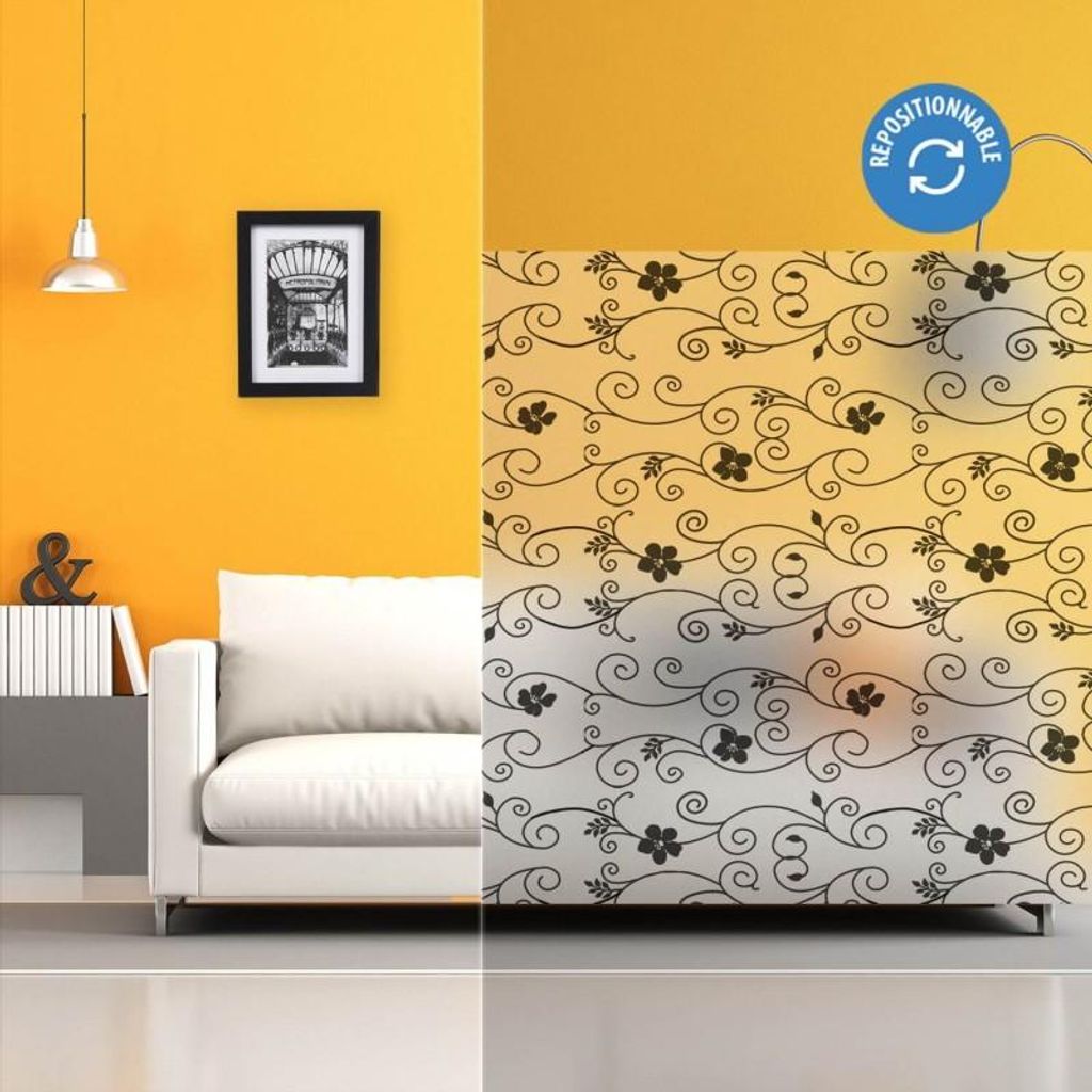 DIMEXACT - DIMEXACT dekoratives elektrostatisches Filmdesign mit Barock, gefrostet, 1,20 m x 10 m, Roller -120 cm x 10 m - en Rouleau