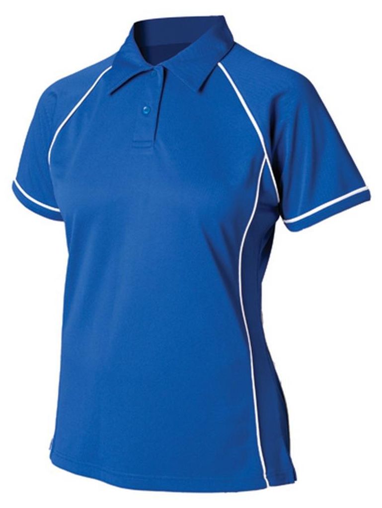 Finden & Hales - Poloshirt für Damen, Paspeliert, Hochleistungsmaterial LT4434 (M) (Königsblau/Weiß)