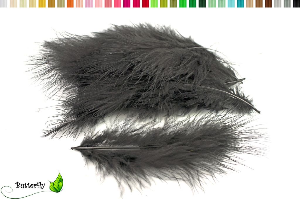 20 Marabufedern ca. 12-17cm, Farbauswahl:schwarz 030