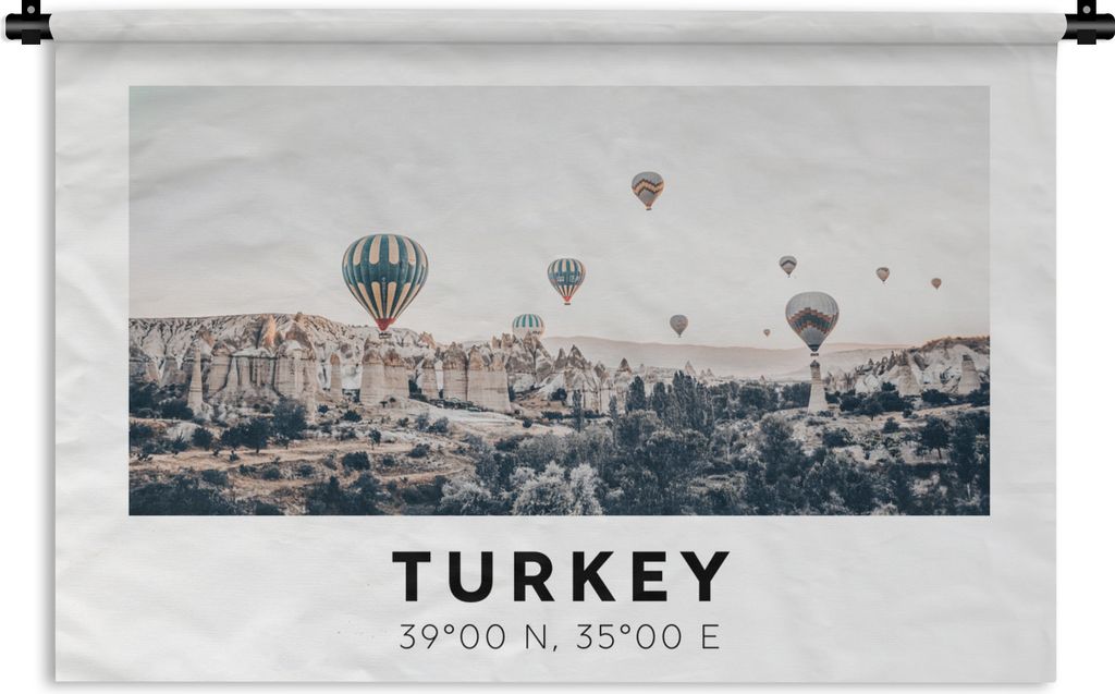 MuchoWow Wandteppich Wandbehang Türkei - Kappadokien - Heißluftballon - Berge 60x40 cm Tapisserie Dekoration Wandtuch - Wanddekorationen