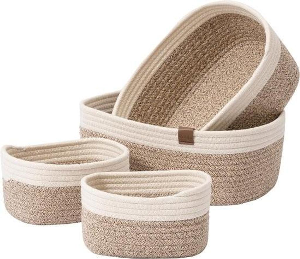 Aufbewahrungskörbe aus Baumwollseil zur Organisation, kleiner gewebter Baumwollkorb zur Aufbewahrung im Badezimmer oder Kinderzimmer, dekorativer ...