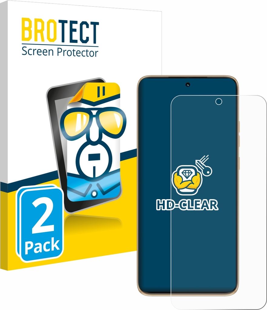 A product image showing a screen protector packaging and a smartphone with a screen protector applied.