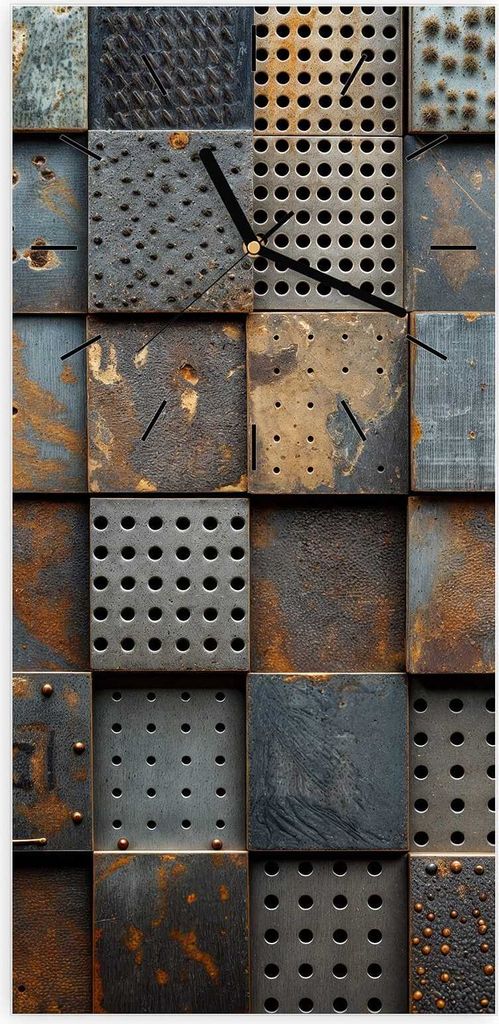 Wanduhr aus Glas mit Motiv Gelochte Metallplatten- 30 x 60 cm - inkl. Aufhängesystem