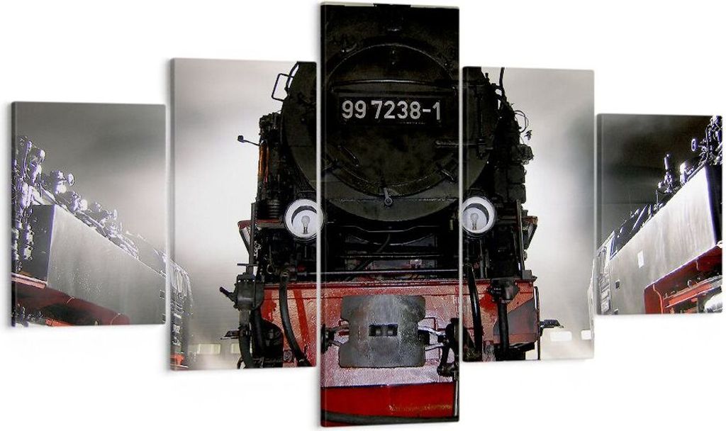 Bild auf Leinwand - Leinwandbild - Dampflokomotive Gleise Produktbild 