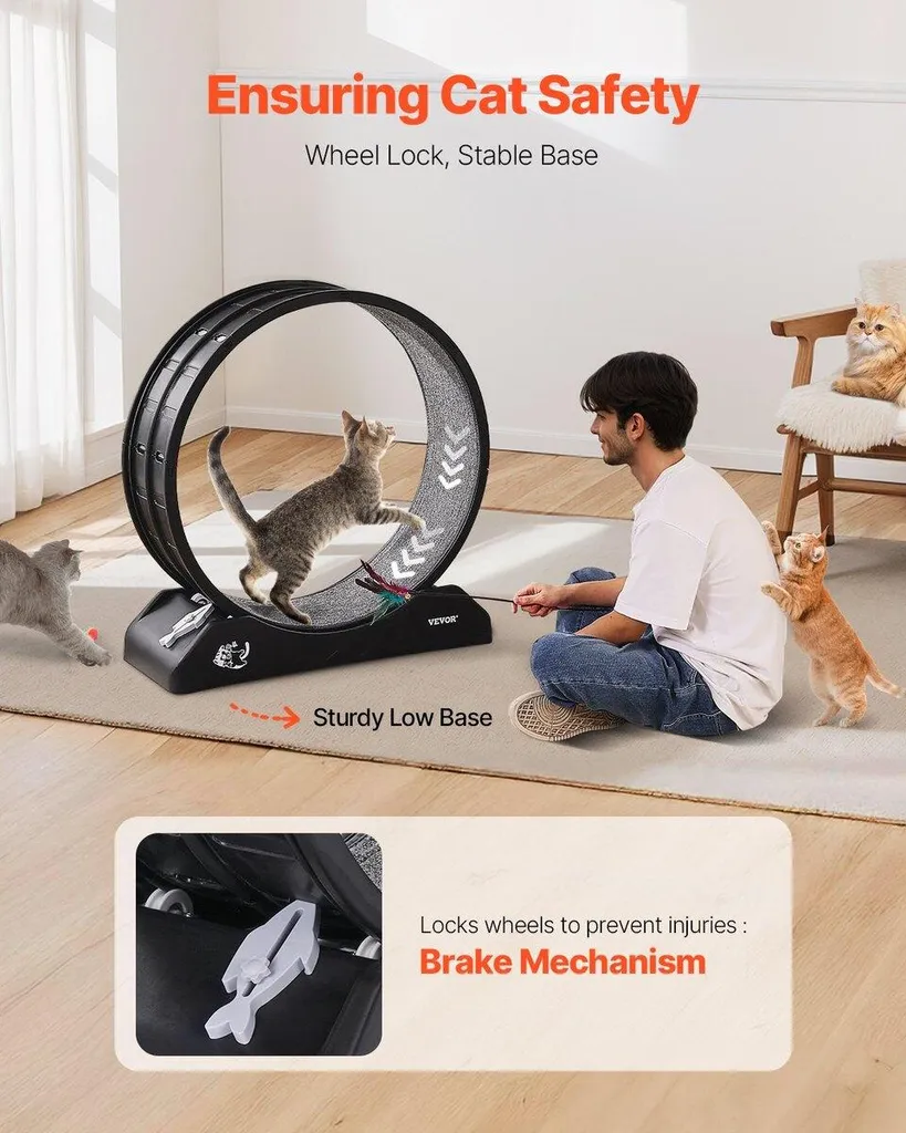 Roue d'exercice chat contre l'obésité 80cm - Tapis de course noir