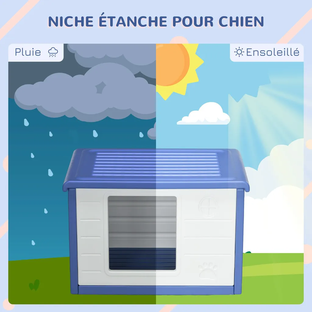 Maison pour chiens avec aération et toit imperméable abri extérieur chiot - 6