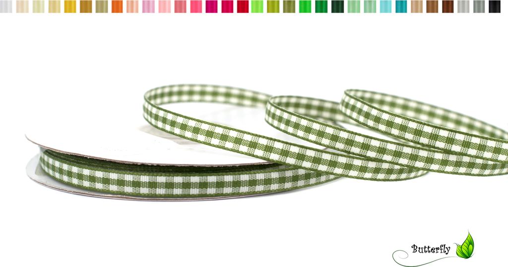 Karoband 6mm, 20 Meter, Farbauswahl:lindgrün 563D / olivgrün