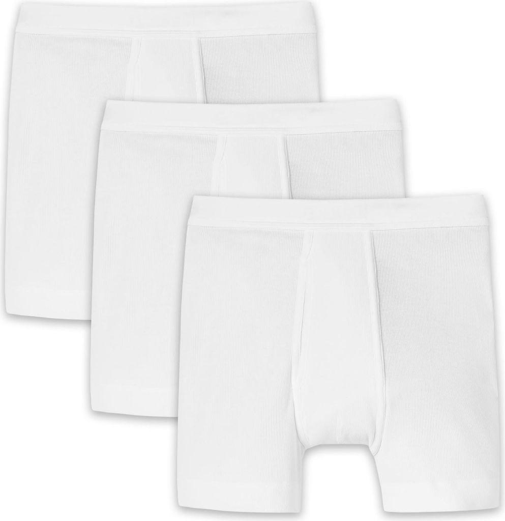 SCHIESSER Herren Boxershorts mit Eingriff , 3er Pack - "Essentials", Unterhose, Doppelripp, Baumwolle Weiß 3XL