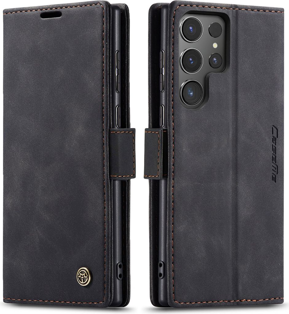 Galaxy S24 Ultra Hülle, Retro Kunstledertasche mit Produktbild 