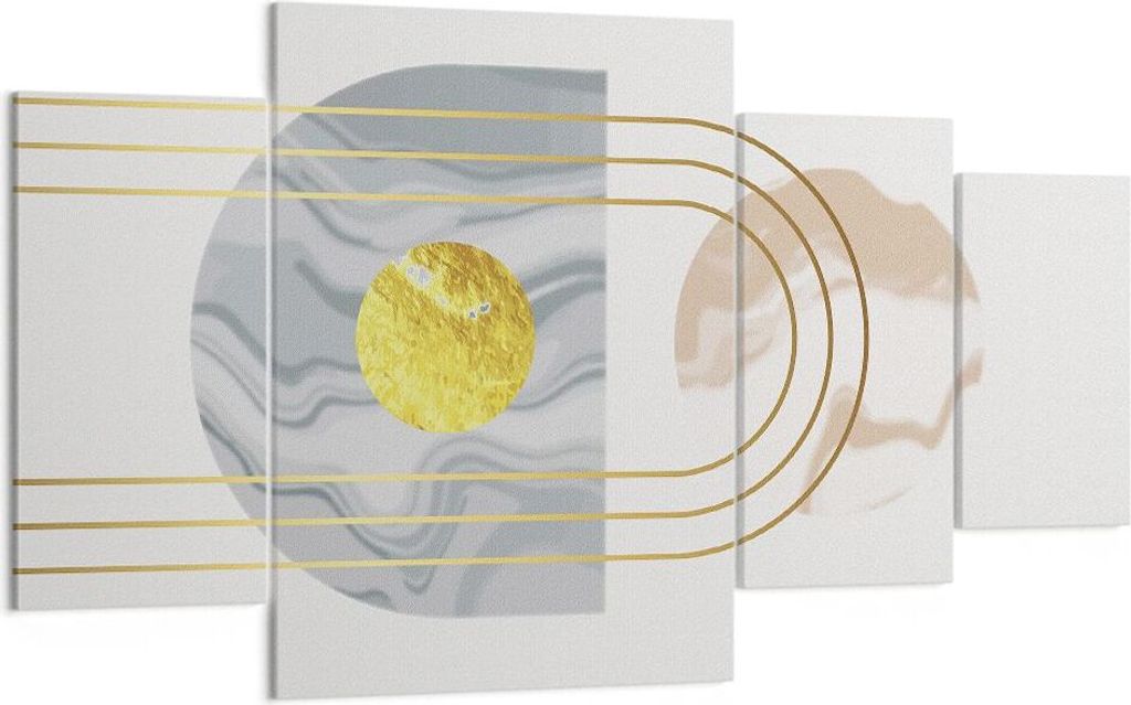 Bild auf Leinwand - Leinwandbild - 4 Teile - Modern Gold abstrakt - 160x90cm - Wand Bild - Wanddeko - Wandbilder - Leinwanddruck - Bilder - Wanddek...