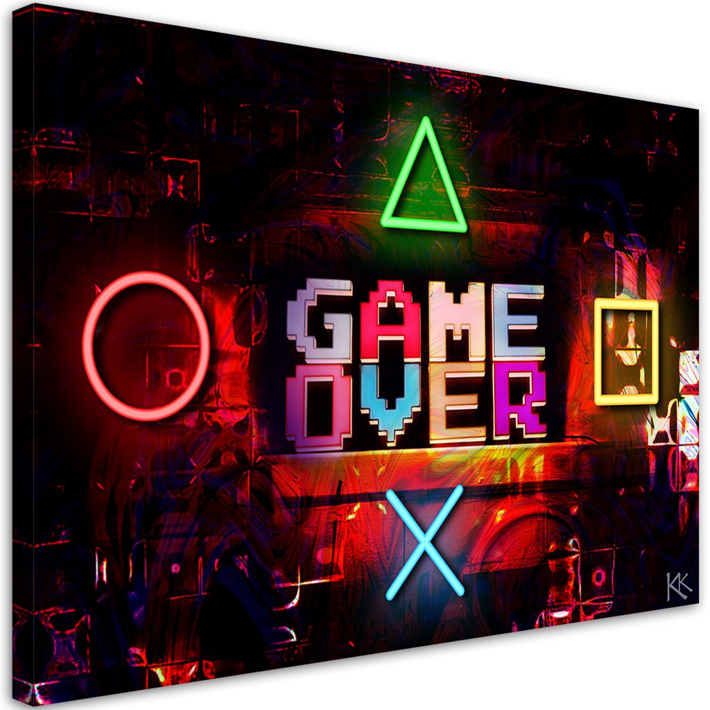 Leinwandbild Game Over-Zeichen für einen Spieler 100x70 Feeby Bunt bild für die wand bereit zum aufhängen