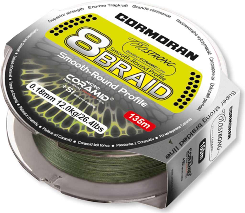 CORMORAN Corastrong 8-Braid, 300m, 0,25mm, 18.80kg / 43lbs, grün, Geflochtene Angelschnur, 32-8030025