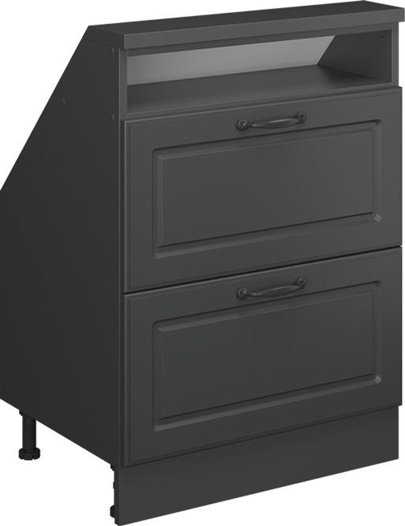 Vicco Küchenschrank für Dachschrägen R-Line, 60 cm mit 2 Schubladen, Anthrazit Landhaus/Anthrazit