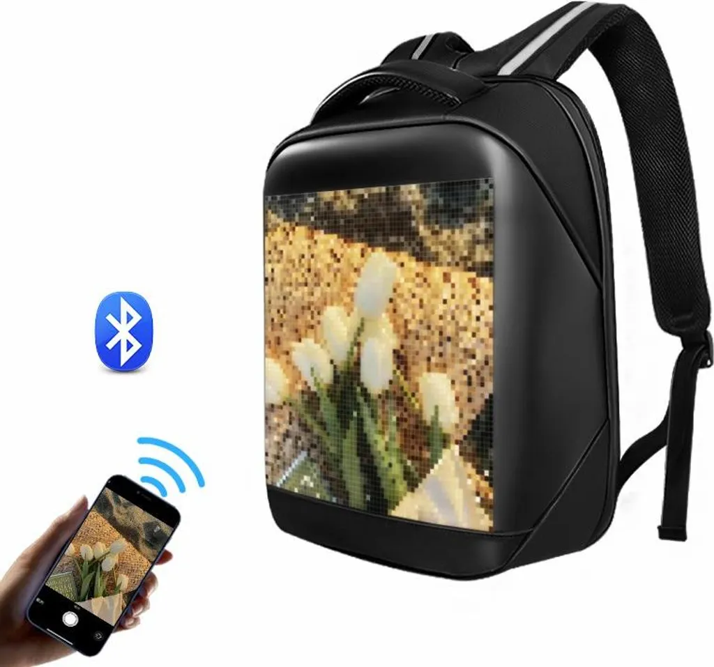 Sac à dos intelligent OXE noir à affichage LED haute luminosité WiFi