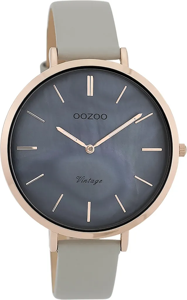 Montre Femme Oozoo Vintage - Bracelet Cuir Gris Mat Antiallergique Confort