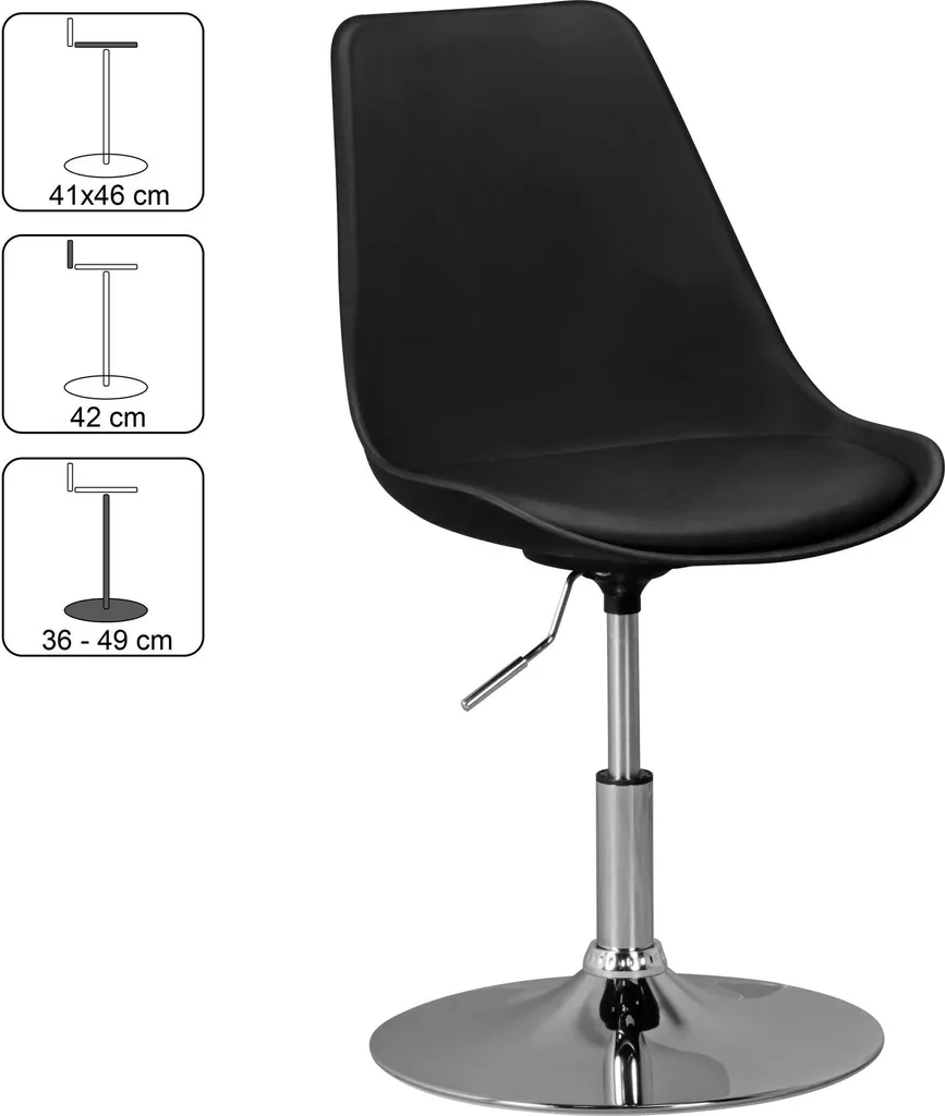 Chaise de salle à manger pivotante noire rembourrée FineBuy HAINAN