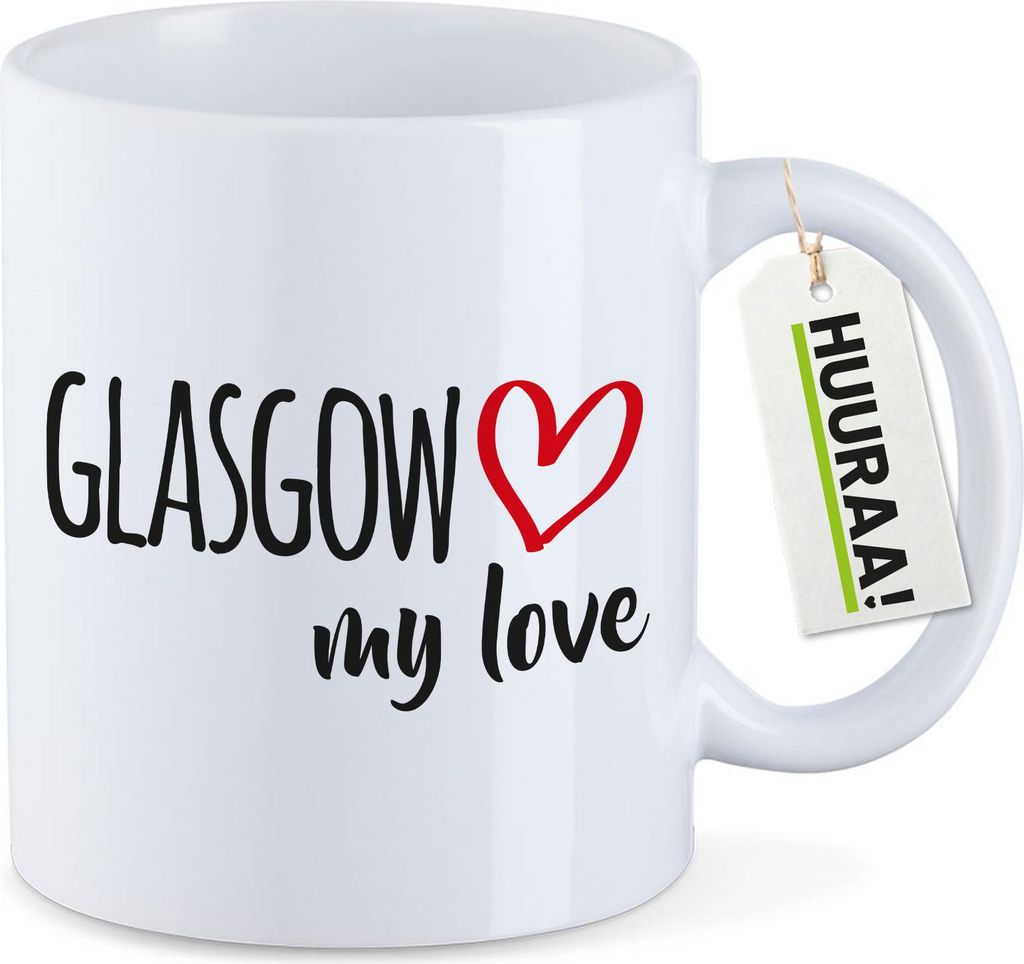 Huuraa Kaffeetasse Glasgow my love 330ml Weiß Keramik Produktbild 