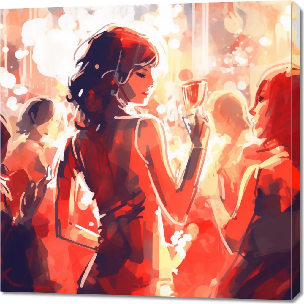 Décoration Murale Tableau 90 x 90 cm Sortie en Soirée - Toile Moderne